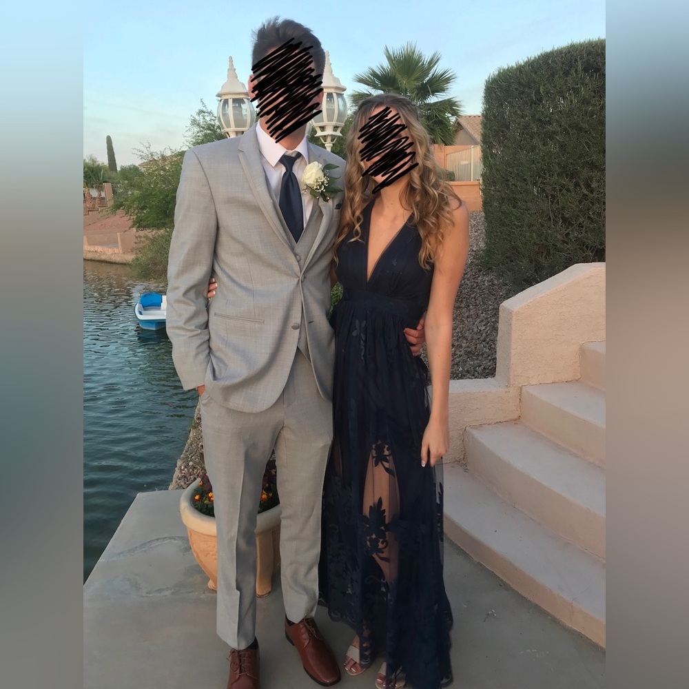 Navy Lace Prom or Wedding Guest Dress